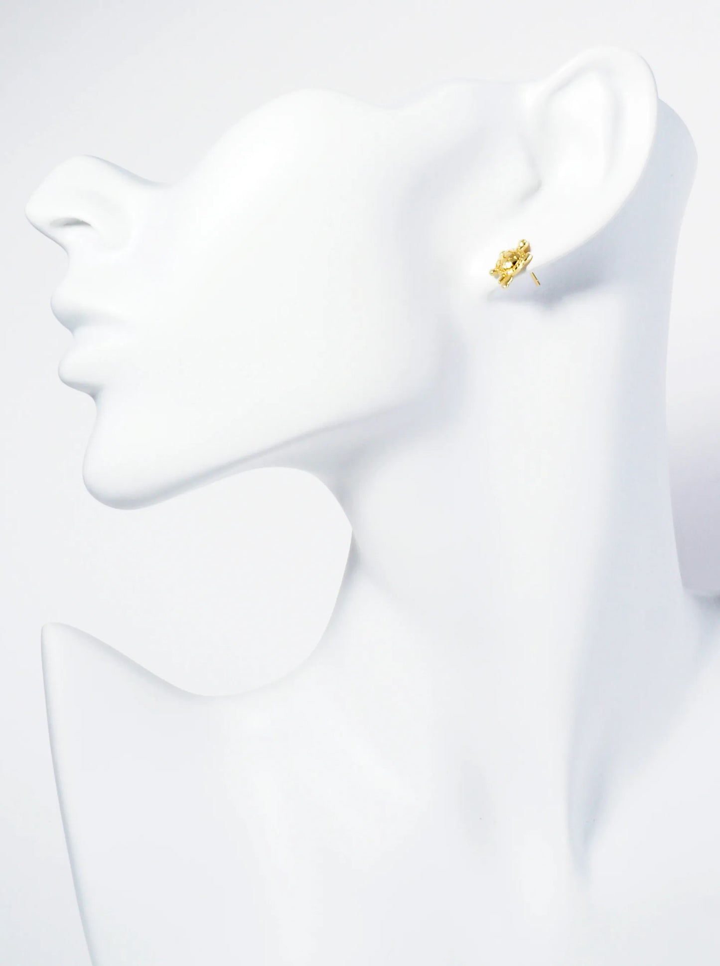 18K Gold Dipped Textured Brass Turtle Stud Earrings