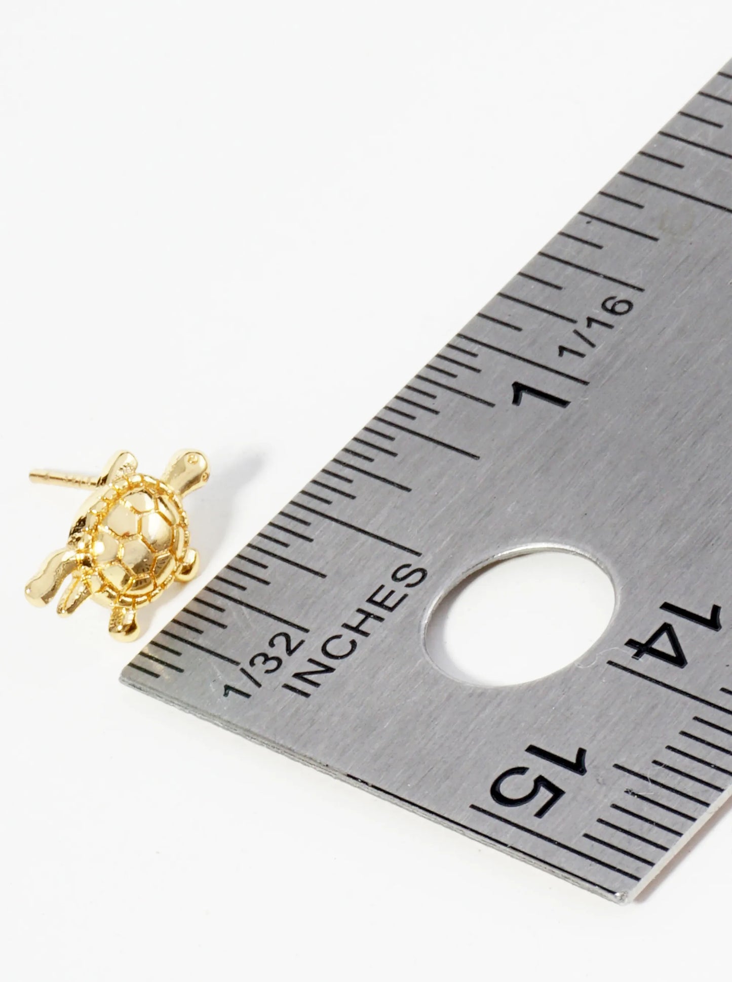 18K Gold Dipped Textured Brass Turtle Stud Earrings