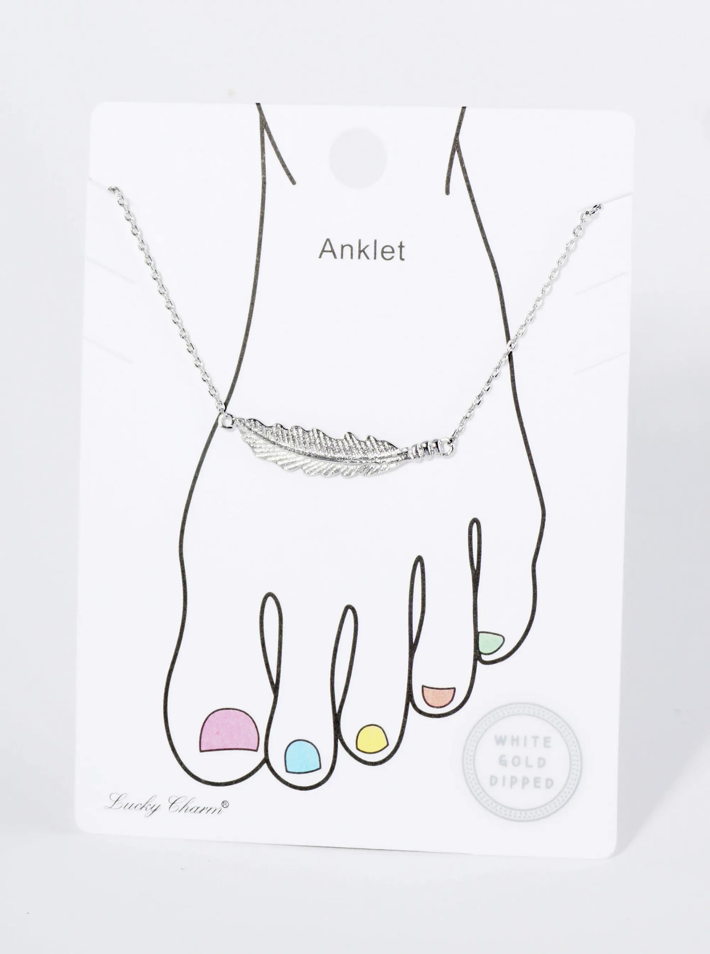 18K Gold Dipped Textured Feather Brass Chain Anklet