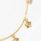 18K Gold Dipped Textured Flower Charms Brass Chain Anklet
