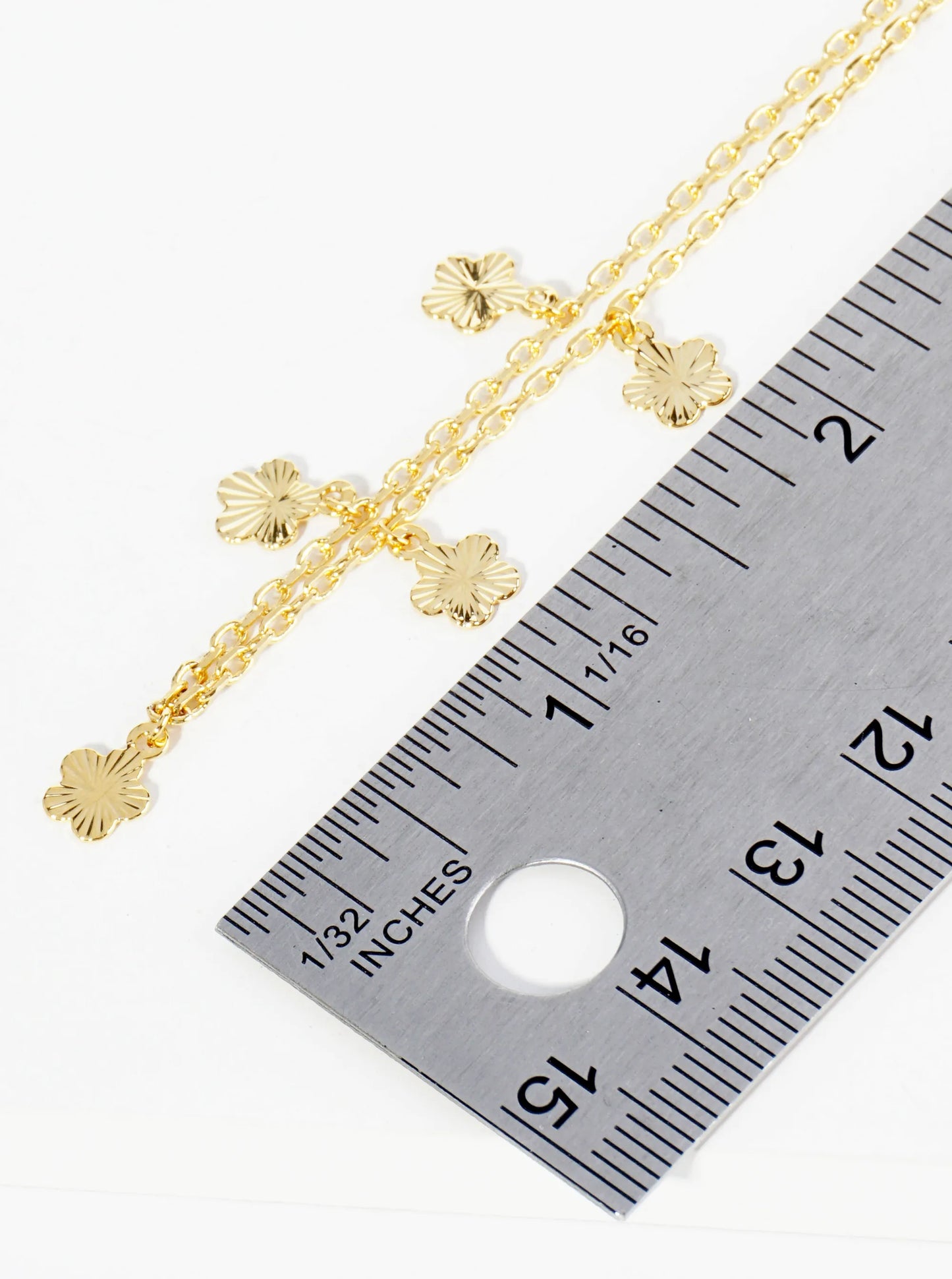 18K Gold Dipped Textured Flower Charms Brass Chain Anklet
