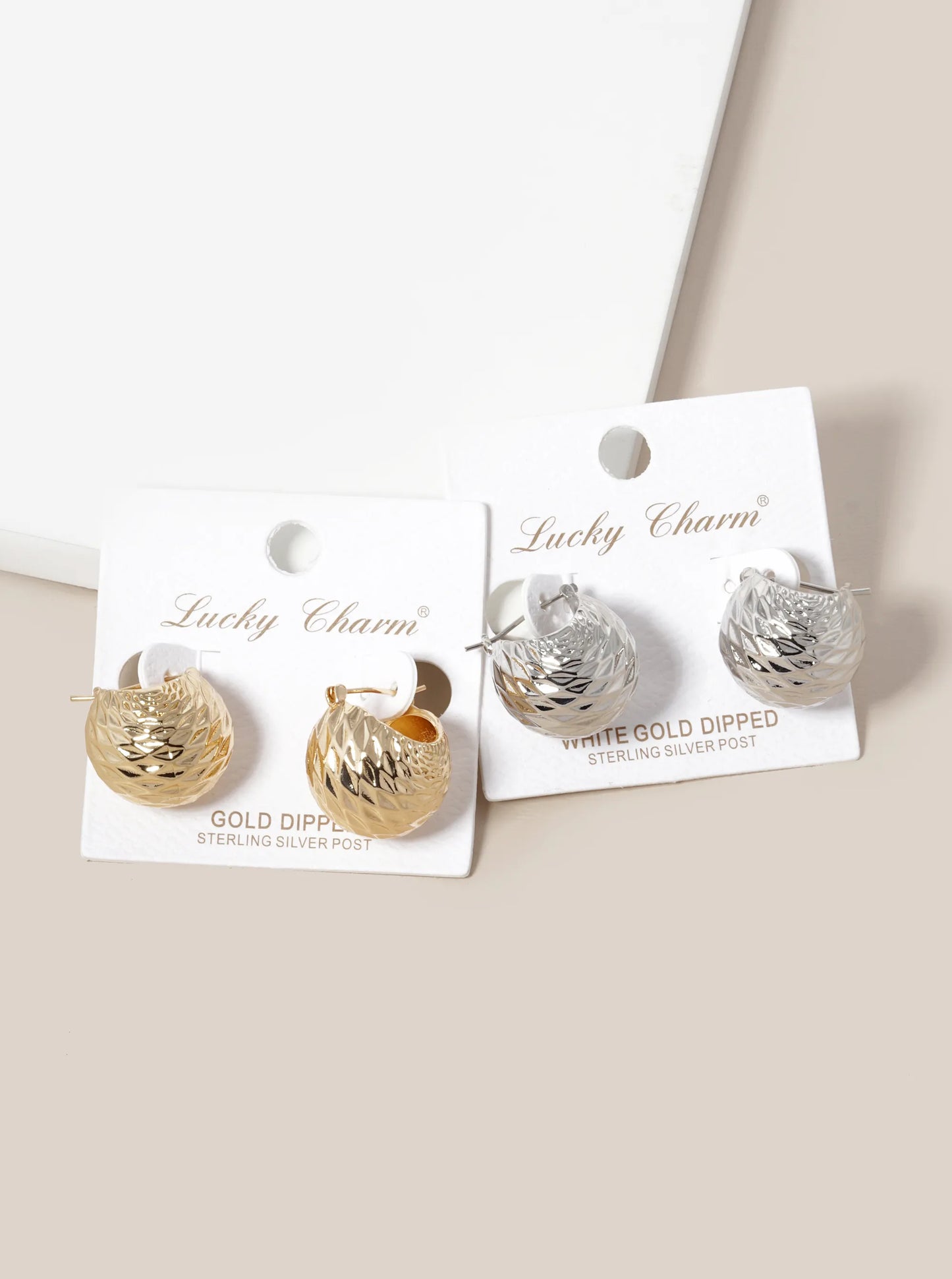 18K Gold Dipped Textured Metal 20mm Ball Hoop Earrings