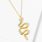 18K Gold Dipped Textured Snake Pendant Adorned With CZ Stones Necklace