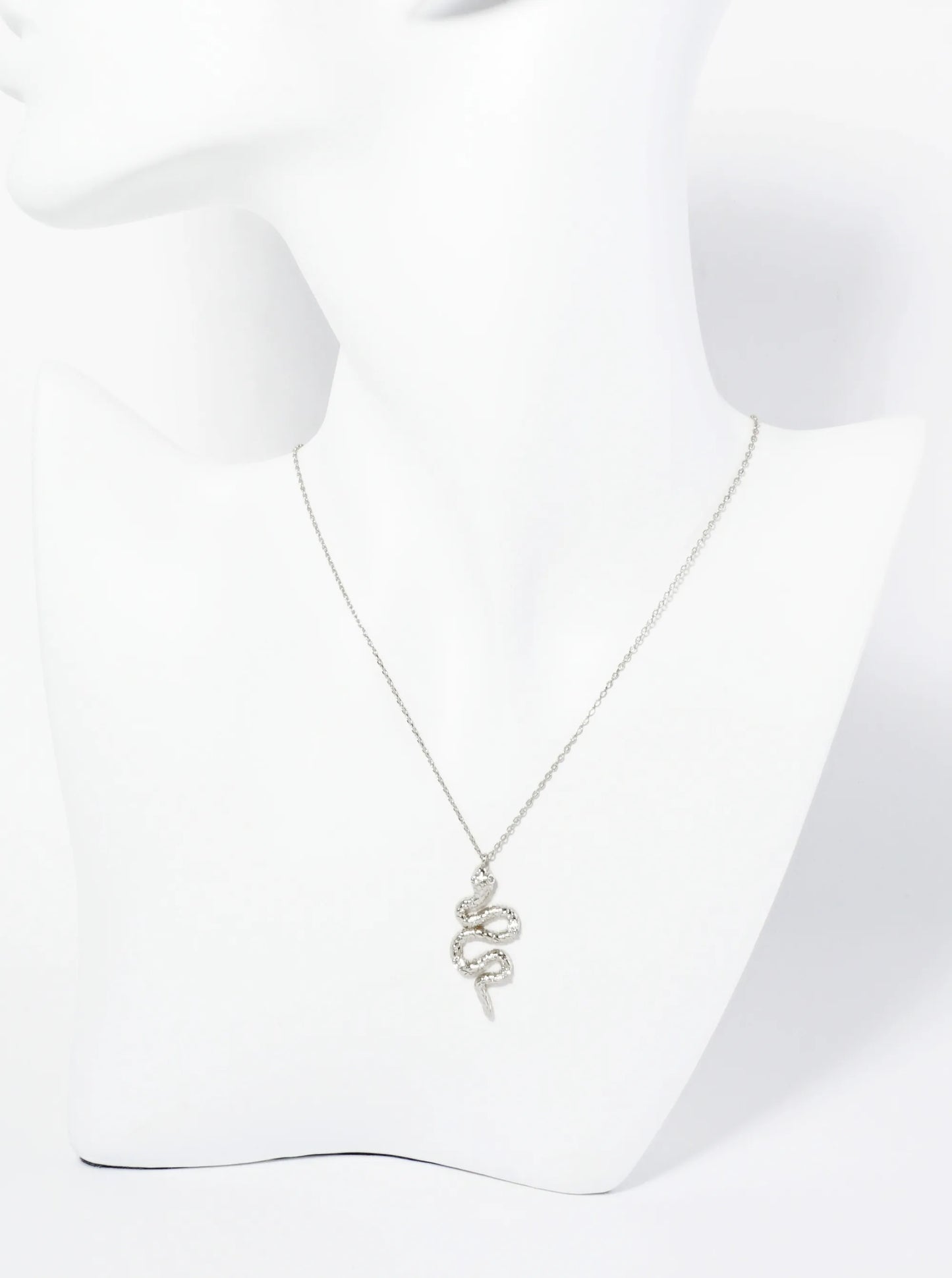 18K Gold Dipped Textured Snake Pendant Adorned With CZ Stones Necklace