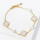 18K Gold Dipped Three 11mm Quatrefoil With Pearl Beads Bracelet