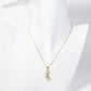 18K Gold Dipped Three CZ Flower Drop Pendant Necklace