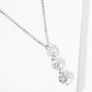 18K Gold Dipped Three CZ Stone Drop Pendant Necklace