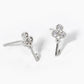 18K Gold Dipped Three CZ Stones Key Stud Earrings