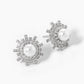 18K Gold Dipped Three-Dimensional Sunburst With Pearl Stud Earrings