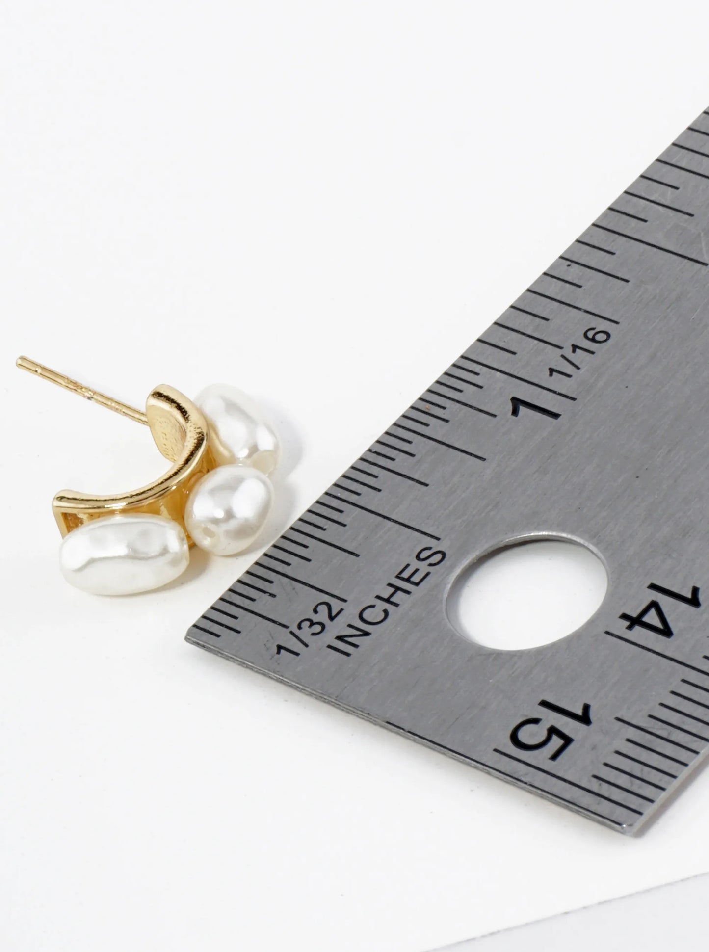 18K Gold Dipped Three Freshwater Pearl 15mm Hoop Earrings