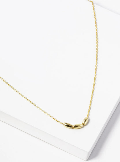 18K Gold Dipped Three Metal Beads Delicate Necklace