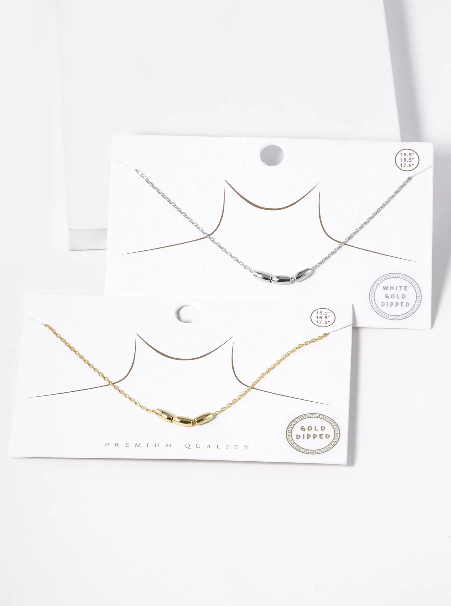 18K Gold Dipped Three Metal Beads Delicate Necklace