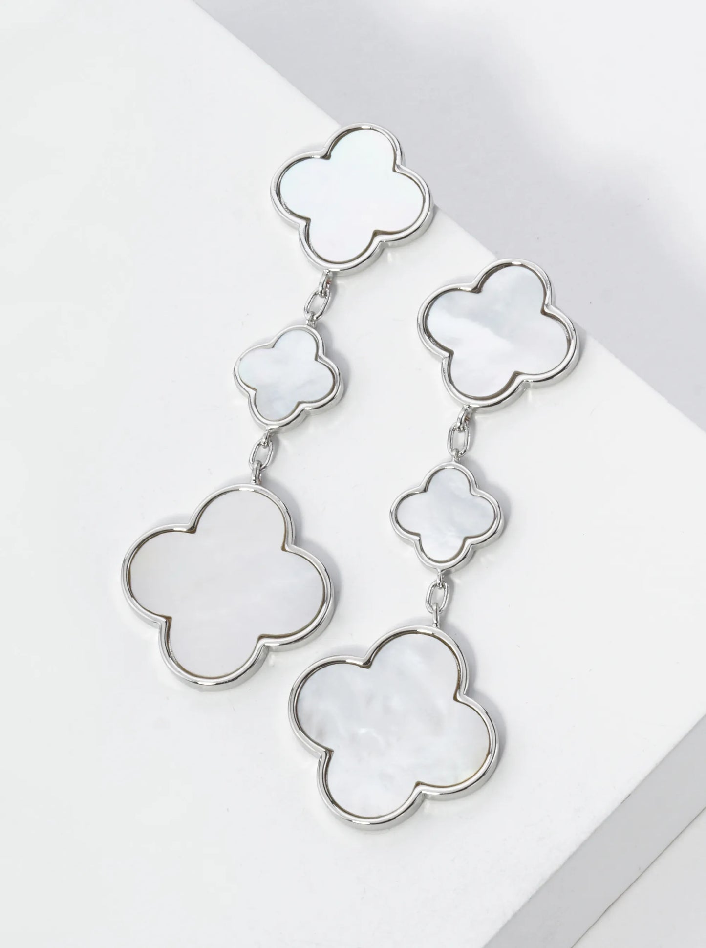 18K Gold Dipped Three Quatrefoil Drop Dangle Post Earrings