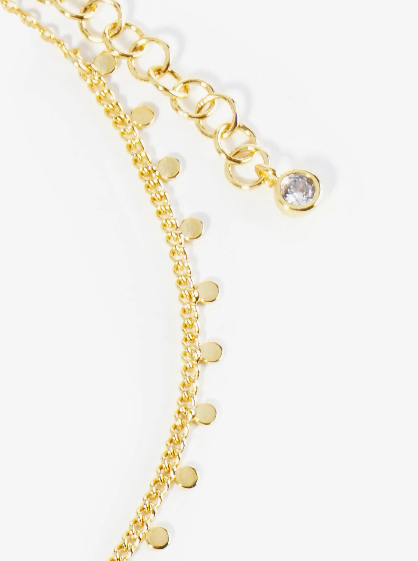 18K Gold Dipped Tiny Brass Disc Charm Tassel Anklet