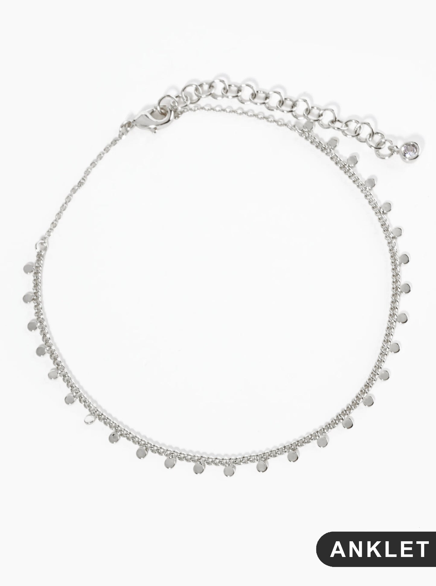 18K Gold Dipped Tiny Brass Disc Charm Tassel Anklet