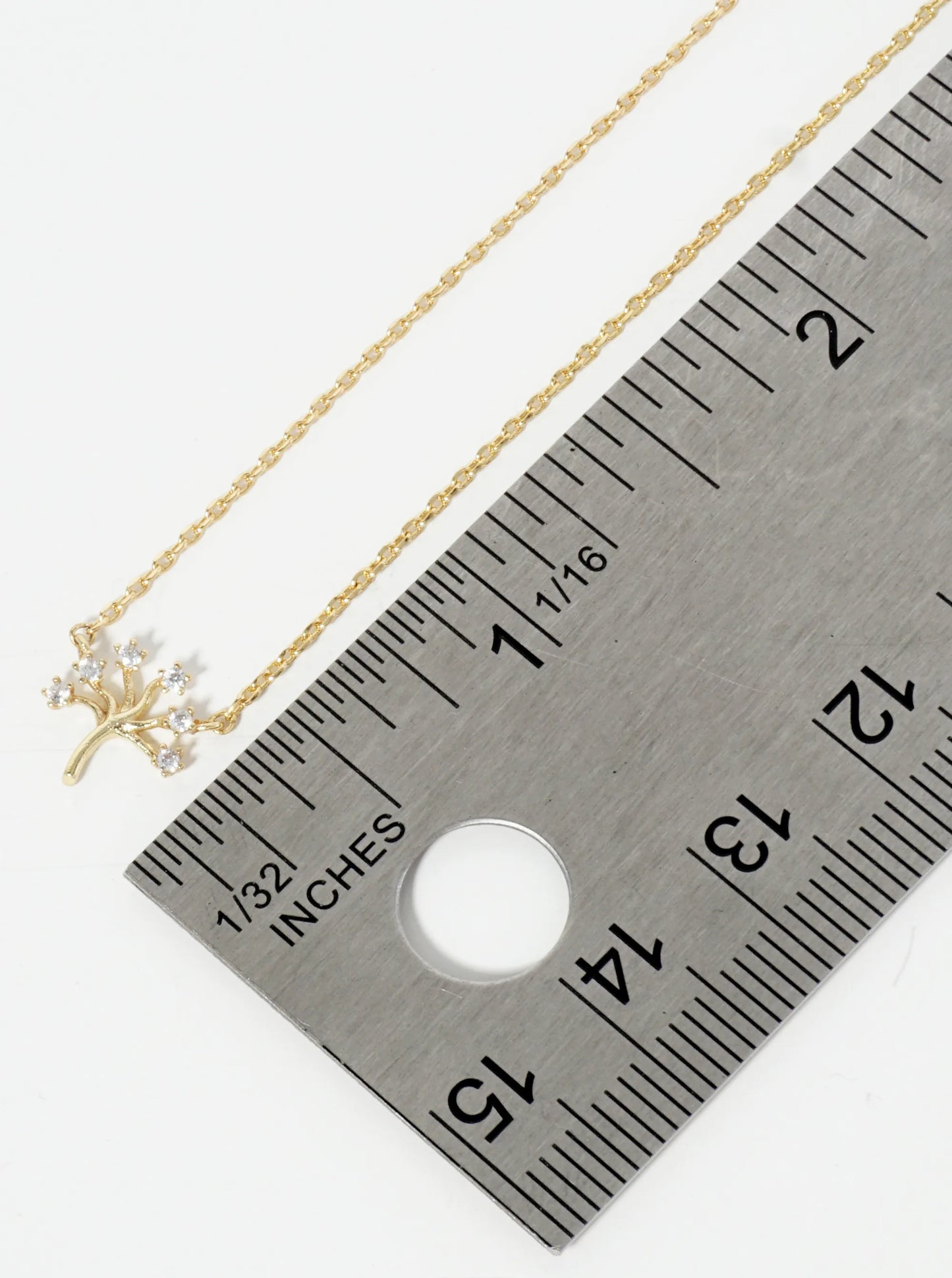 18K Gold Dipped Tiny CZ Tree Of Life Pendant Necklace