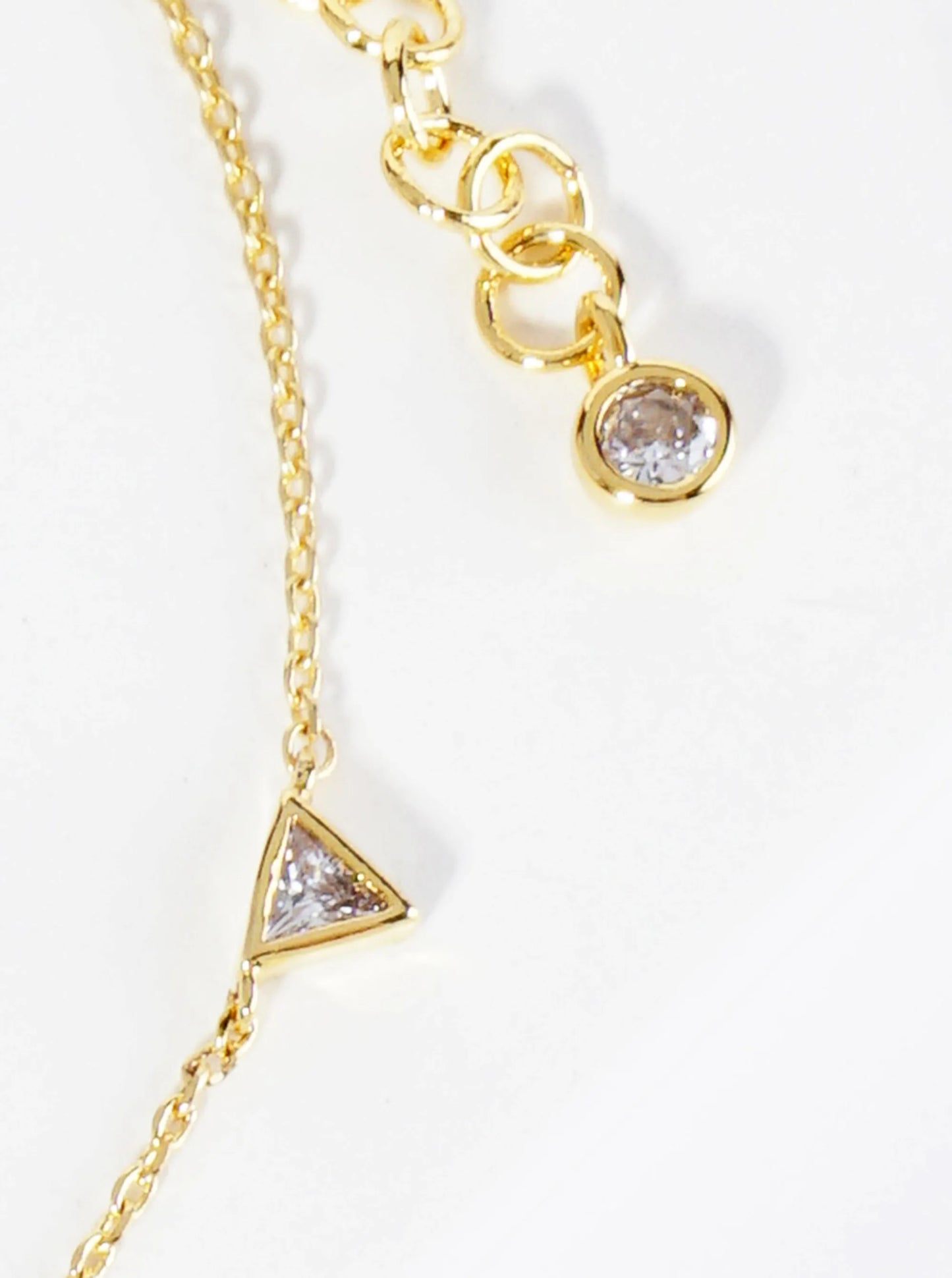 18K Gold Dipped Triangle Cubic Zirconia Brass Chain Anklet