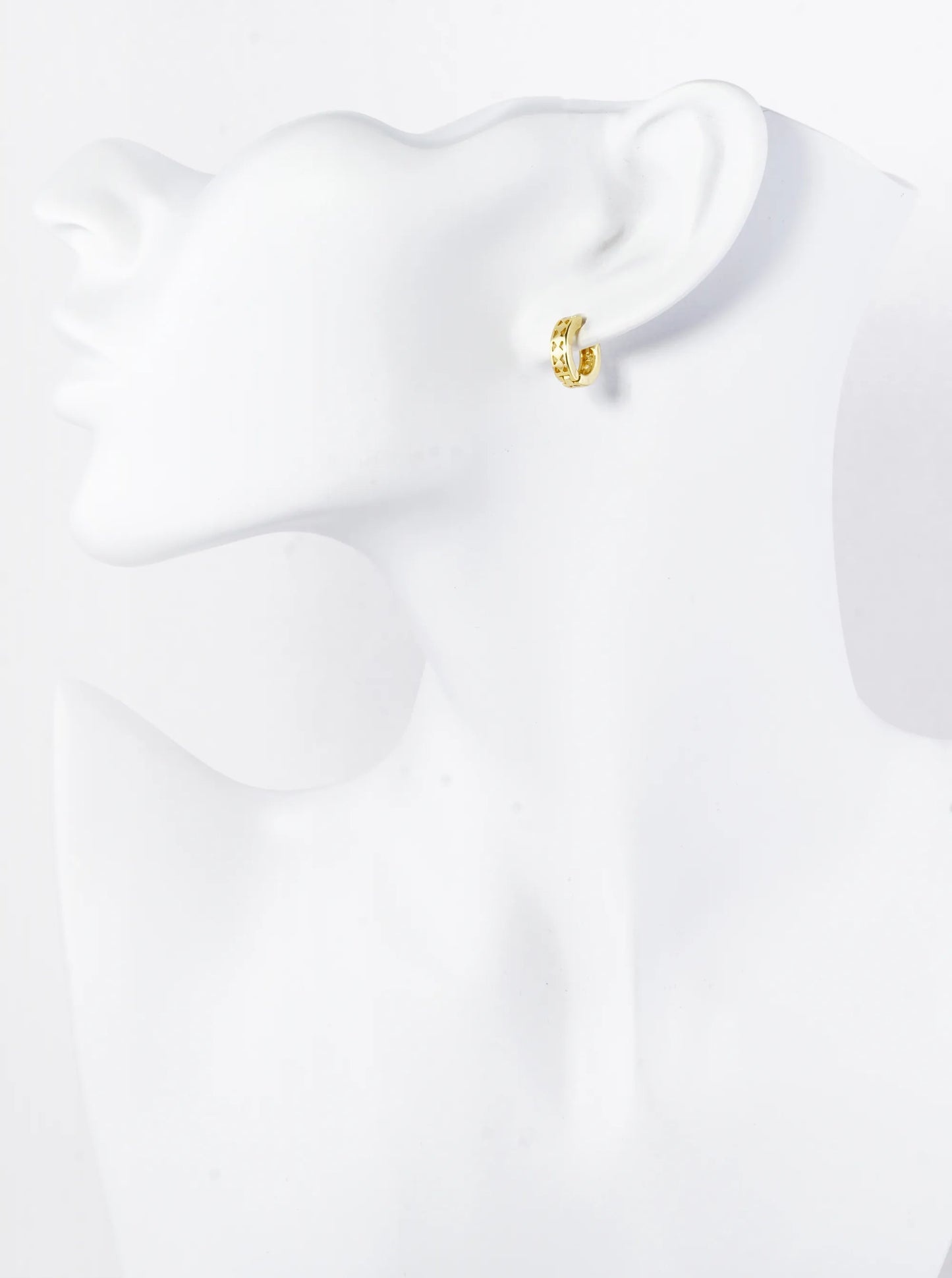 18K Gold Dipped Triangle Cutout 11mm Brass Huggie Hoop Earrings