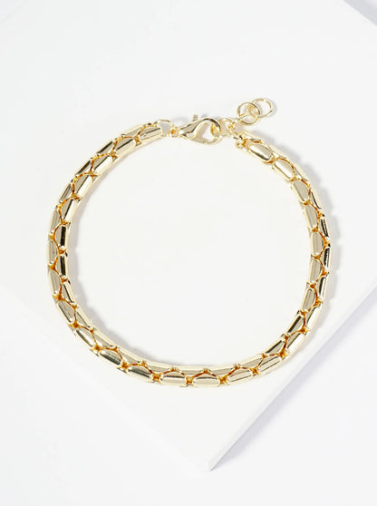 18K Gold Dipped Tube Link Chain Bracelet