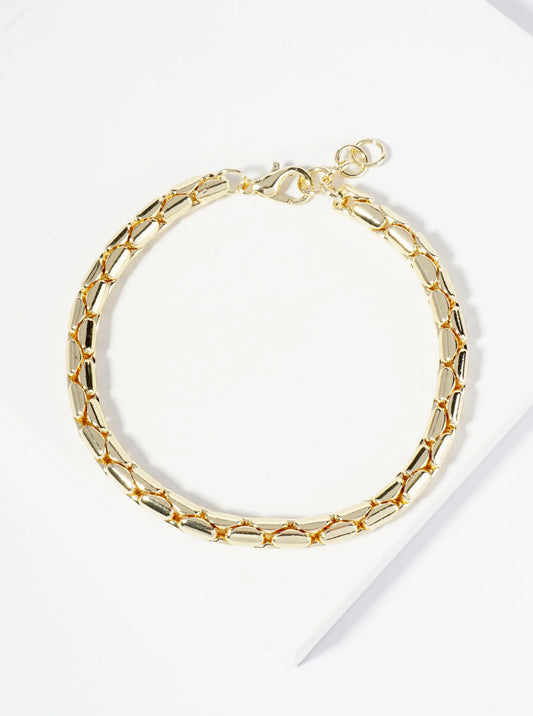 18K Gold Dipped Tube Link Chain Bracelet