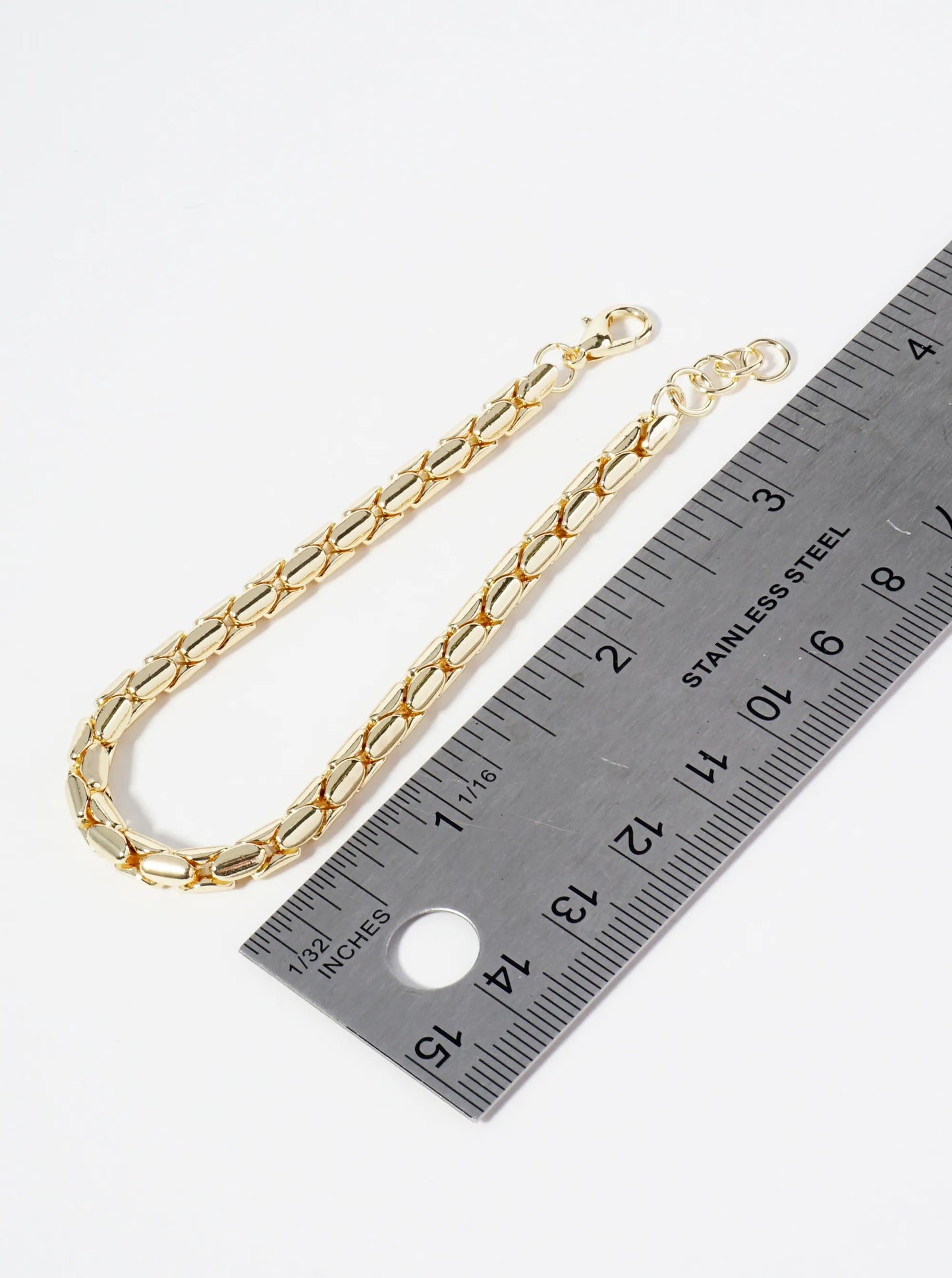 18K Gold Dipped Tube Link Chain Bracelet