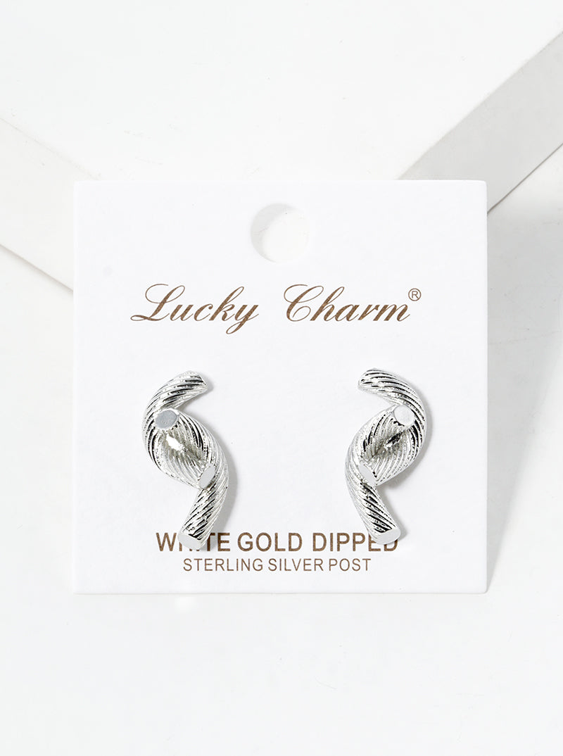 18K Gold Dipped Twisted Double Bar Post Stud Earrings