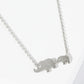 18K Gold Dipped Two Brushed Brass Elephants Pendant Necklace