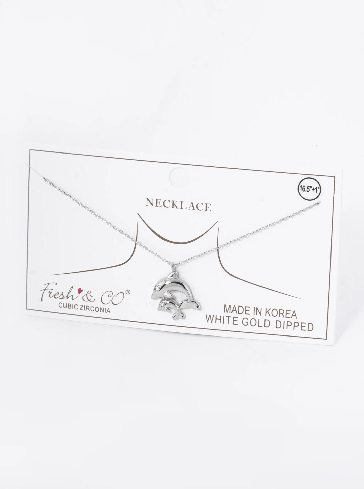 18K Gold Dipped Two Dolphins Pendant Necklace