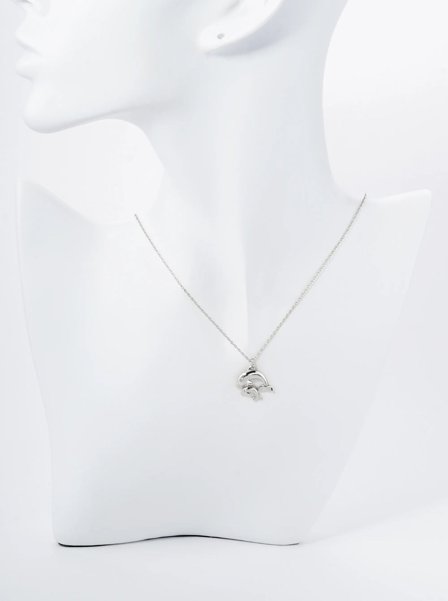 18K Gold Dipped Two Dolphins Pendant Necklace