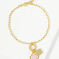 18K Gold Dipped Two Quatrefoils Charm Ball Chain Bracelet