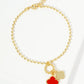 18K Gold Dipped Two Quatrefoils Charm Ball Chain Bracelet