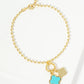 18K Gold Dipped Two Quatrefoils Charm Ball Chain Bracelet