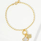 18K Gold Dipped Two Quatrefoils Charm Ball Chain Bracelet