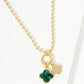 18K Gold Dipped Two Quatrefoils Pendant Ball Chain Necklace