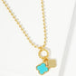 18K Gold Dipped Two Quatrefoils Pendant Ball Chain Necklace