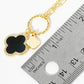 18K Gold Dipped Two Quatrefoils Pendant Unbalanced Chain Necklace
