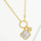 18K Gold Dipped Two Quatrefoils Pendant Unbalanced Chain Necklace