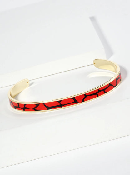18K Gold Dipped Two-Tone Animal Print Game Day Enamel Cuff Bracelet