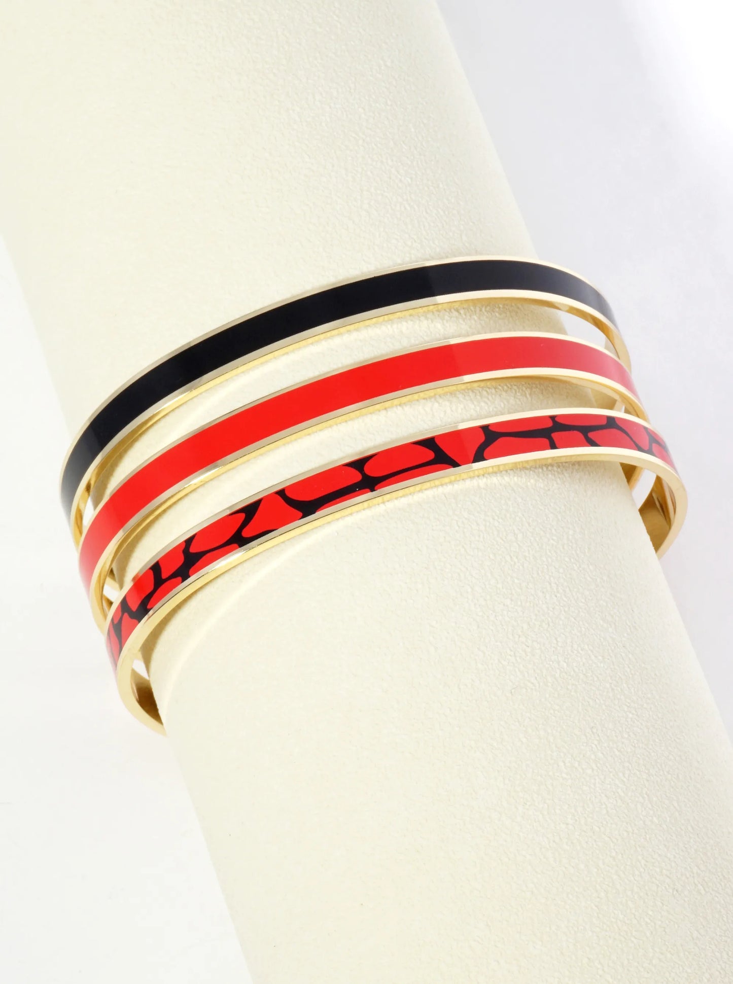 18K Gold Dipped Two-Tone Animal Print Game Day Enamel Cuff Bracelet