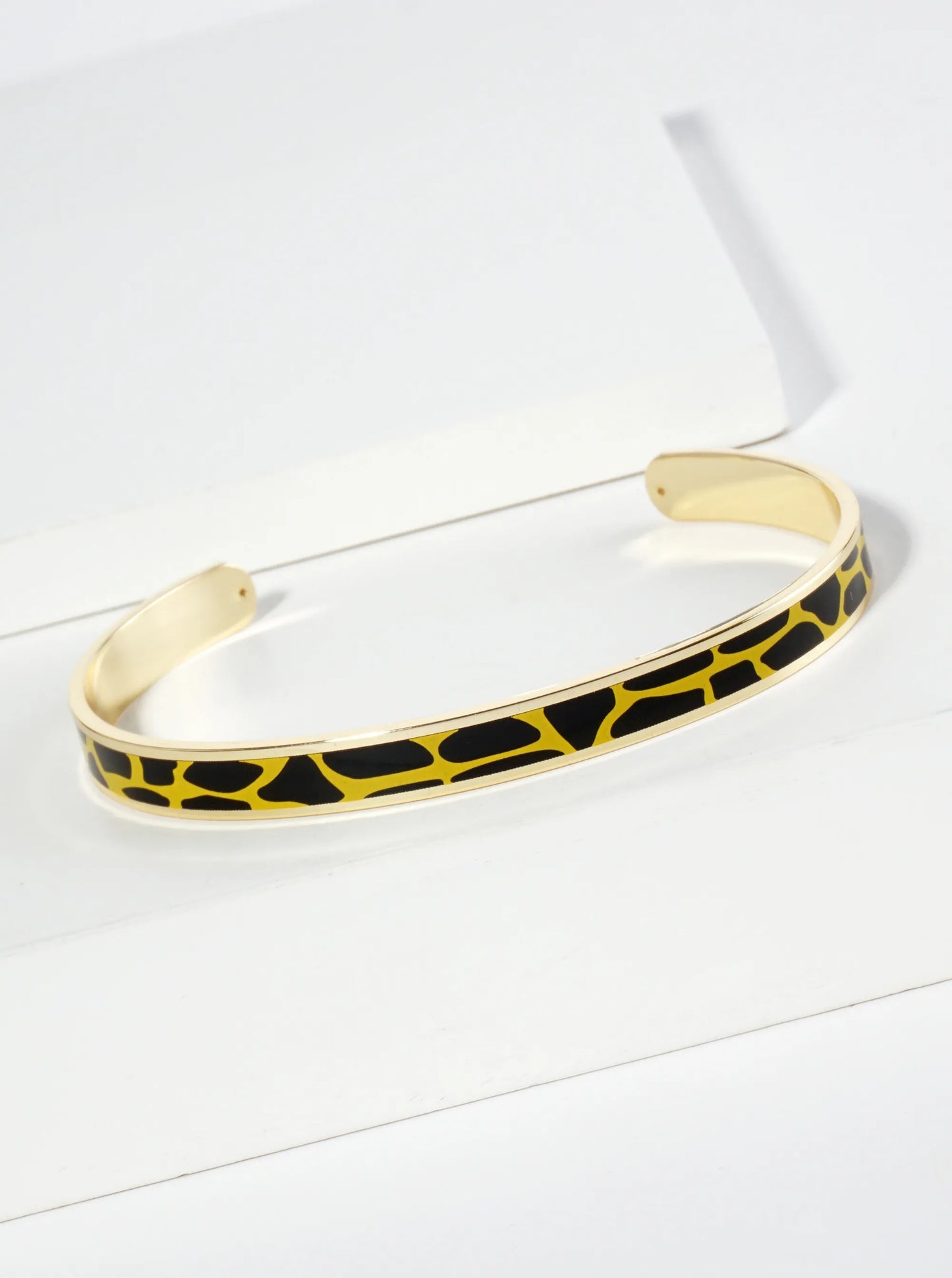 18K Gold Dipped Two-Tone Animal Print Game Day Enamel Cuff Bracelet