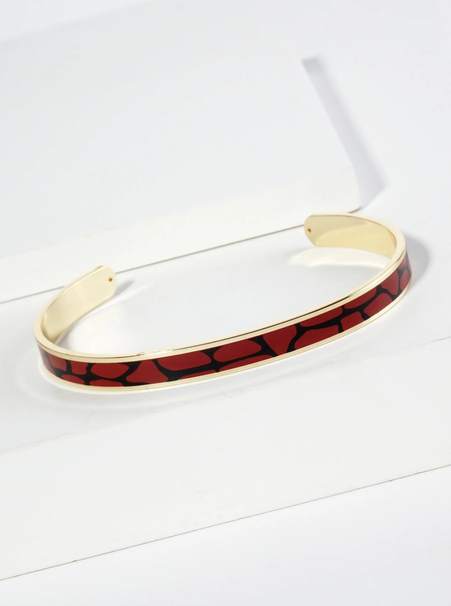 18K Gold Dipped Two-Tone Animal Print Game Day Enamel Cuff Bracelet