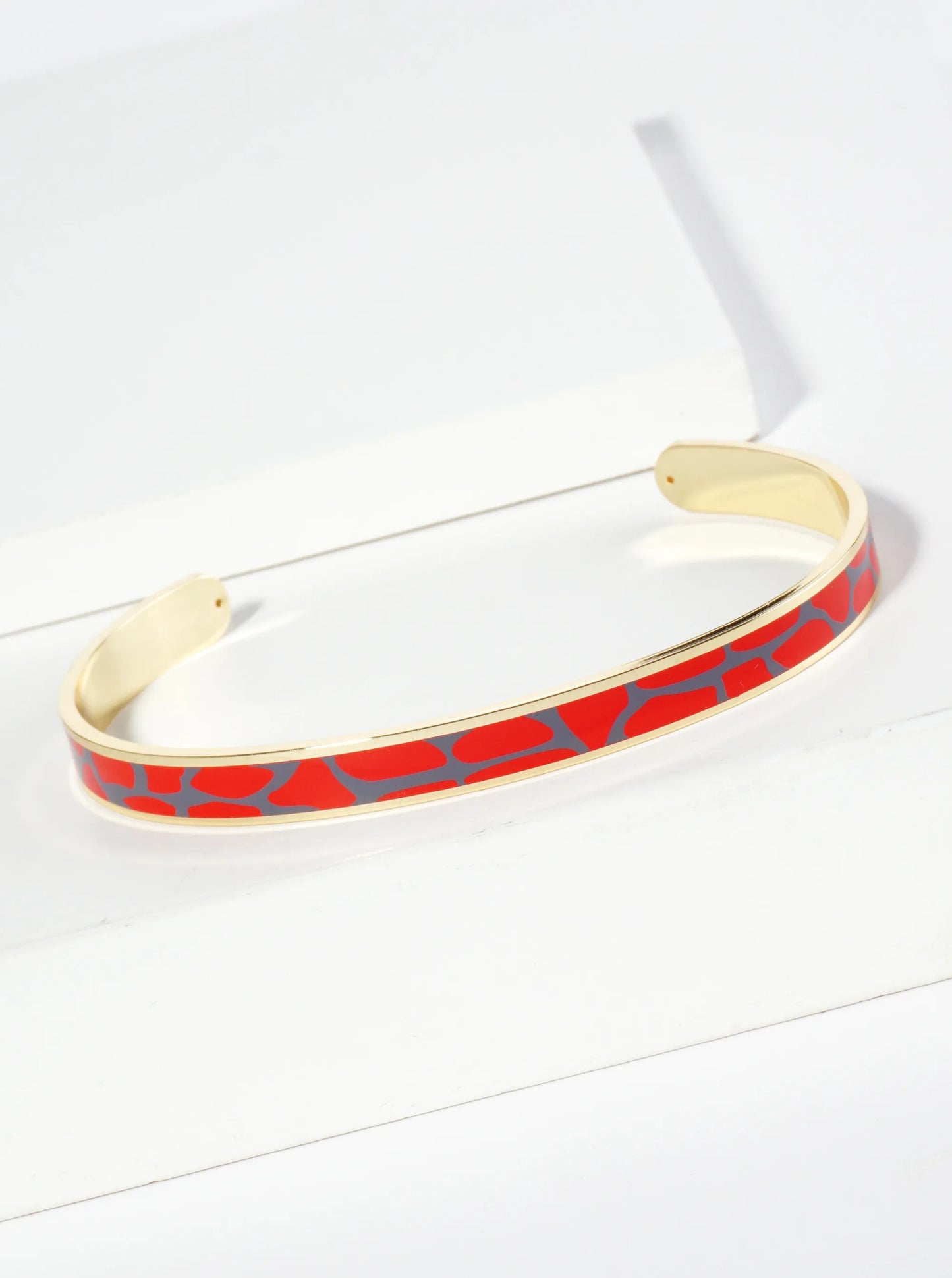 18K Gold Dipped Two-Tone Animal Print Game Day Enamel Cuff Bracelet