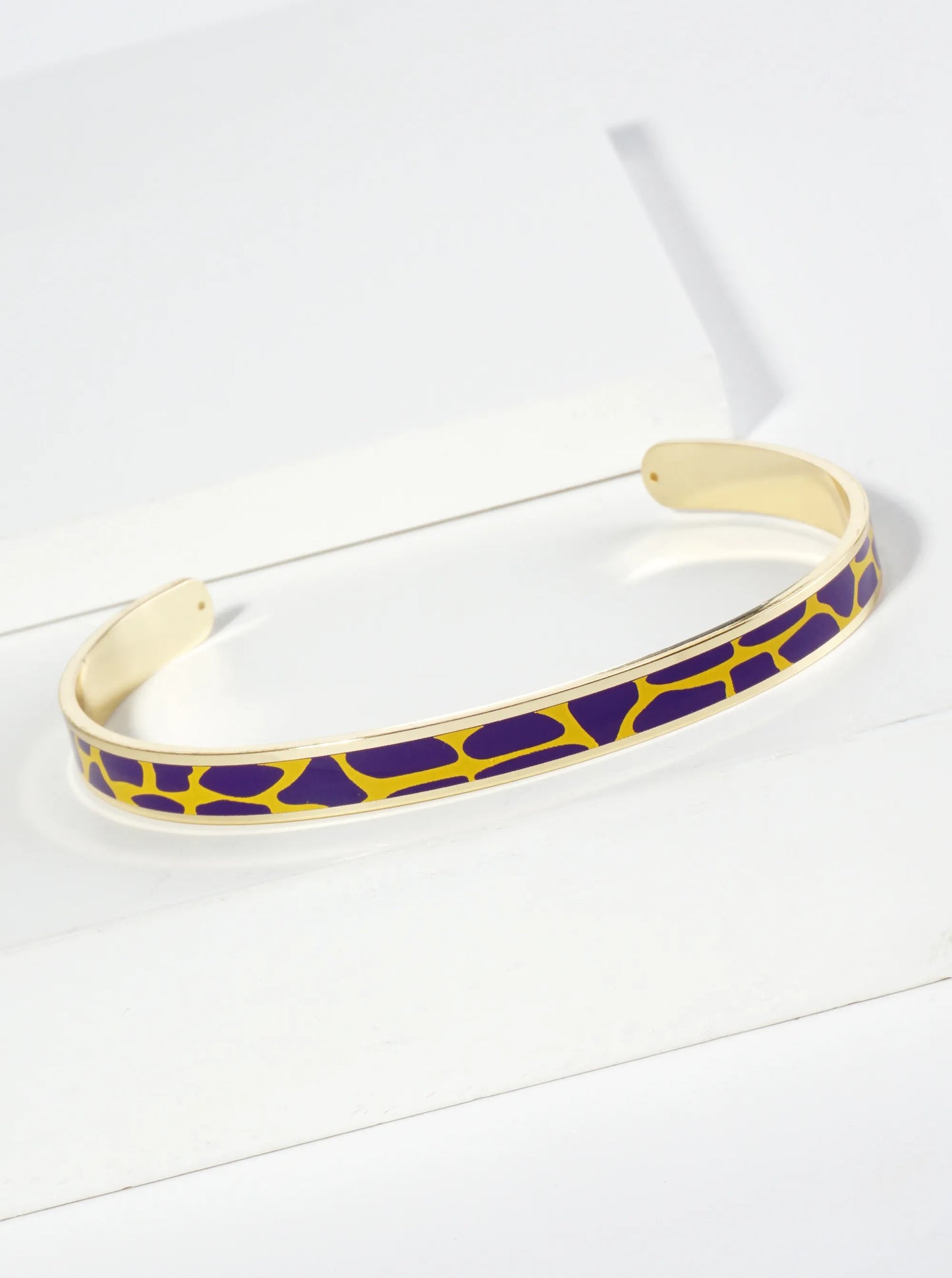 18K Gold Dipped Two-Tone Animal Print Game Day Enamel Cuff Bracelet