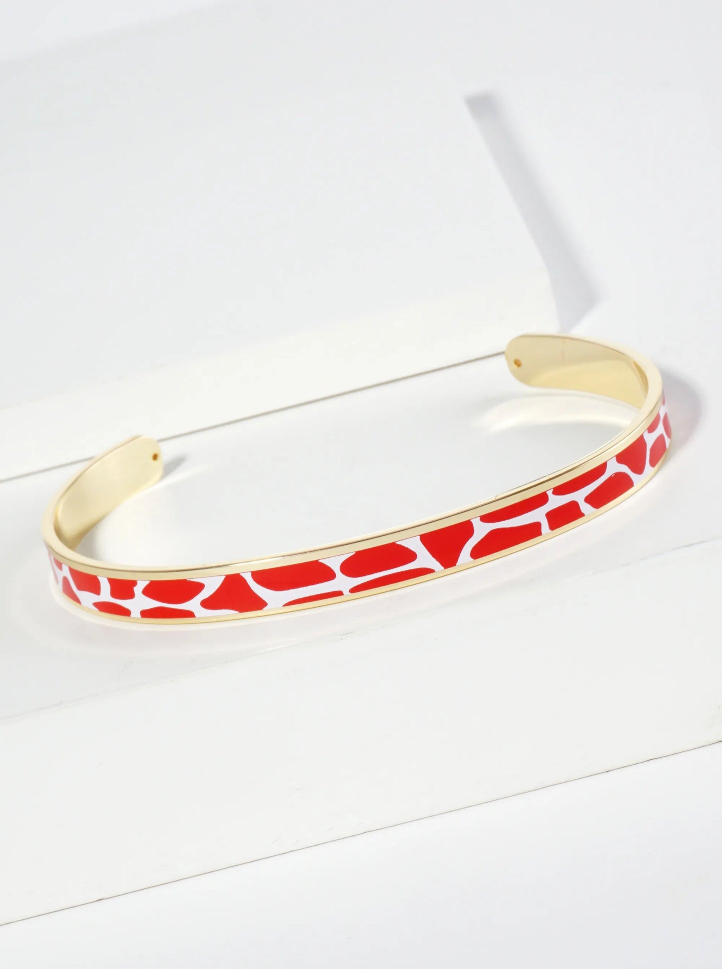 18K Gold Dipped Two-Tone Animal Print Game Day Enamel Cuff Bracelet