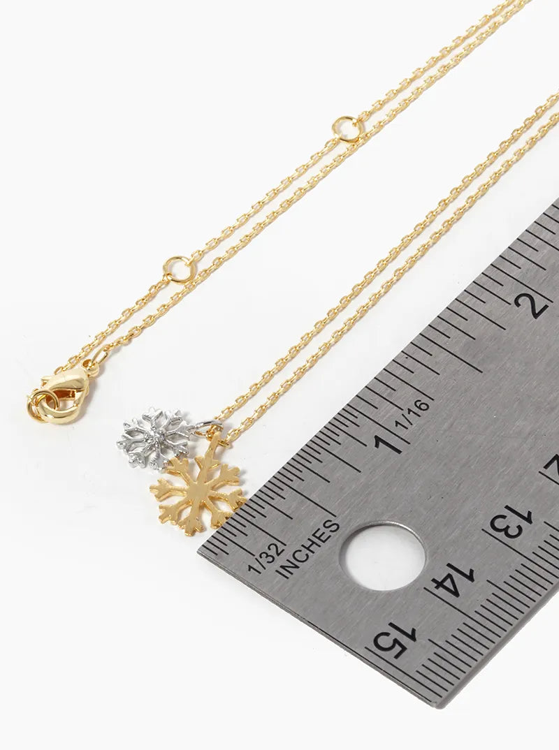 18K Gold Dipped Two-Tone Snowflake Pendant Necklace