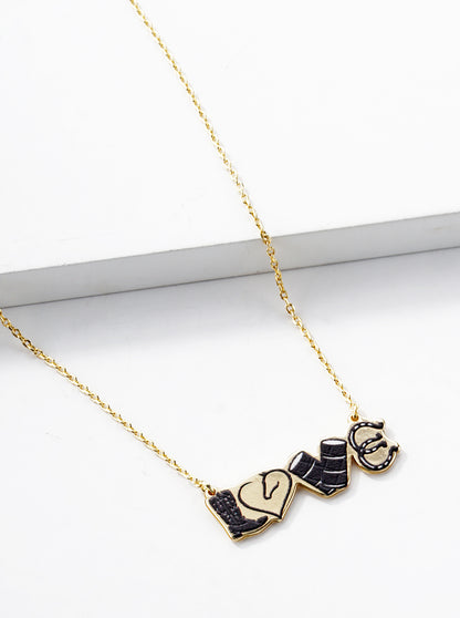18K Gold Dipped Western Icons Love Pendant Necklace