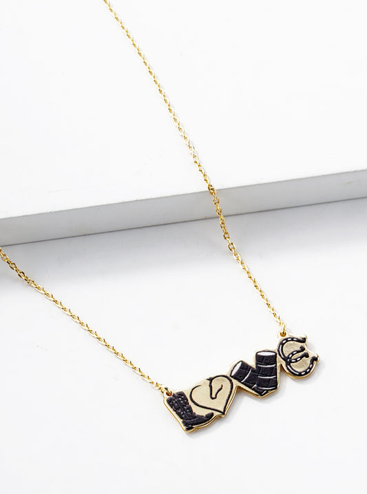 18K Gold Dipped Western Icons Love Pendant Necklace