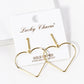 18K Gold Dipped Wire Heart Drop Dangle Post Earrings