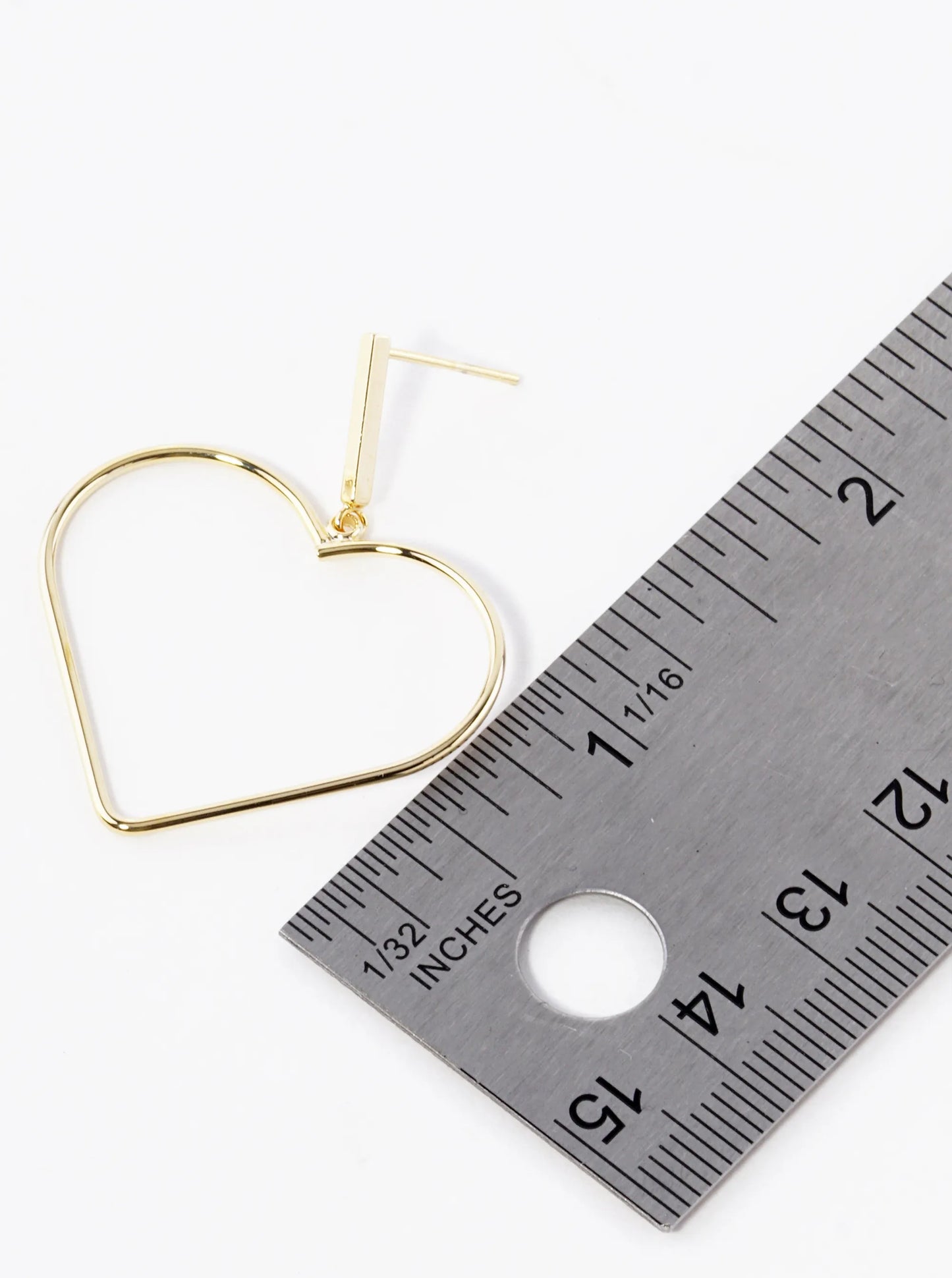 18K Gold Dipped Wire Heart Drop Dangle Post Earrings