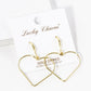 18K Gold Dipped Wire Heart Drop Lightweight Earrings